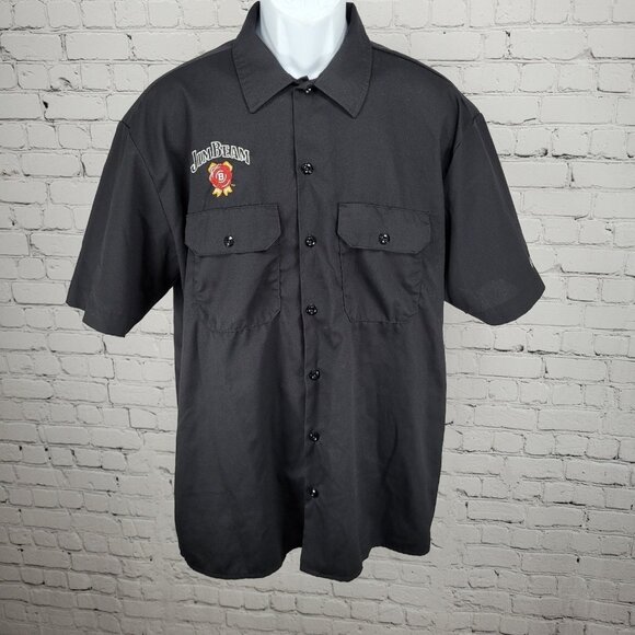 Jim Beam Black Dickies Flex Embroidered Logos Button Up Shirt Large L - Picture 1 of 12